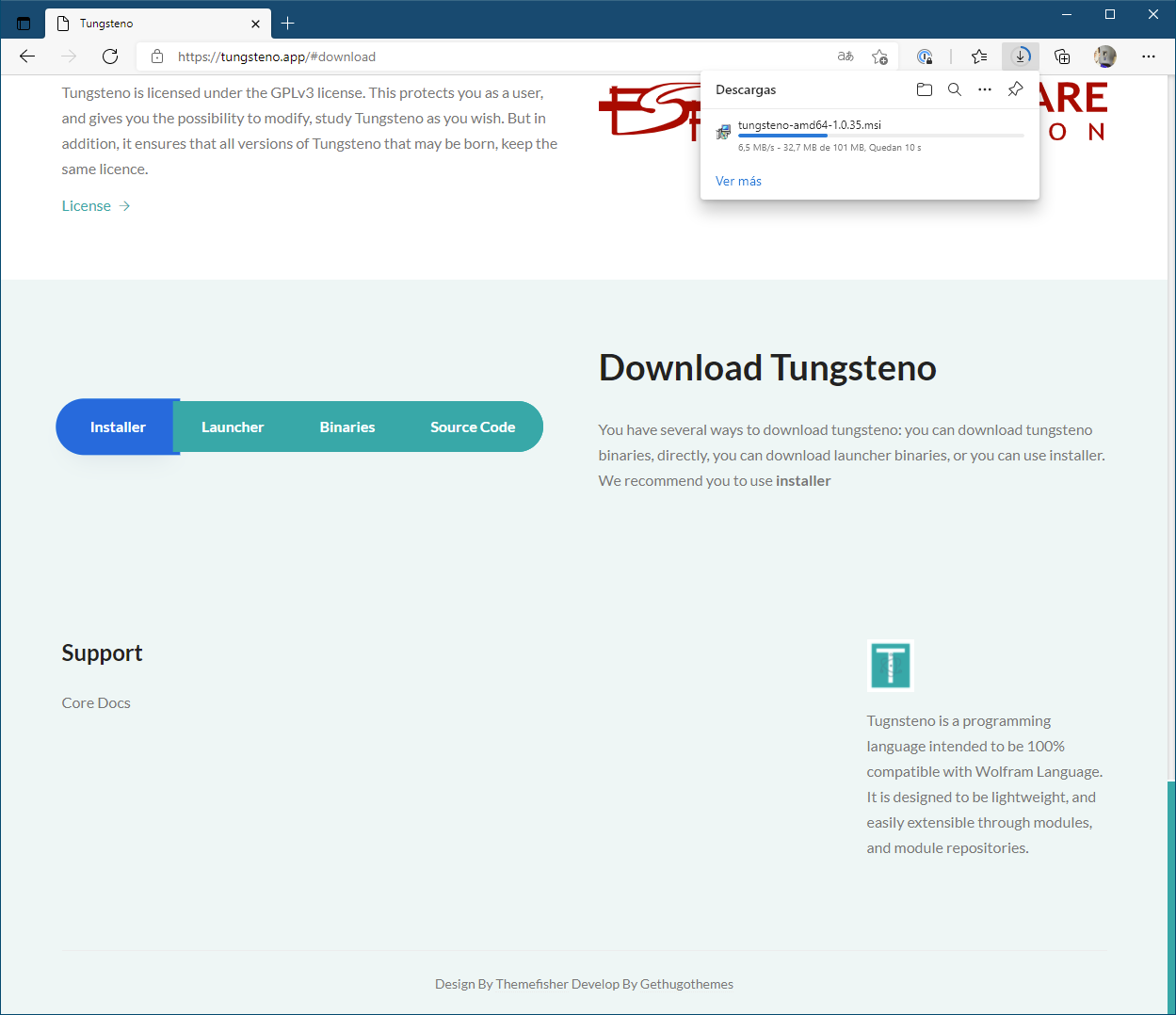 Descargando Tungsteno